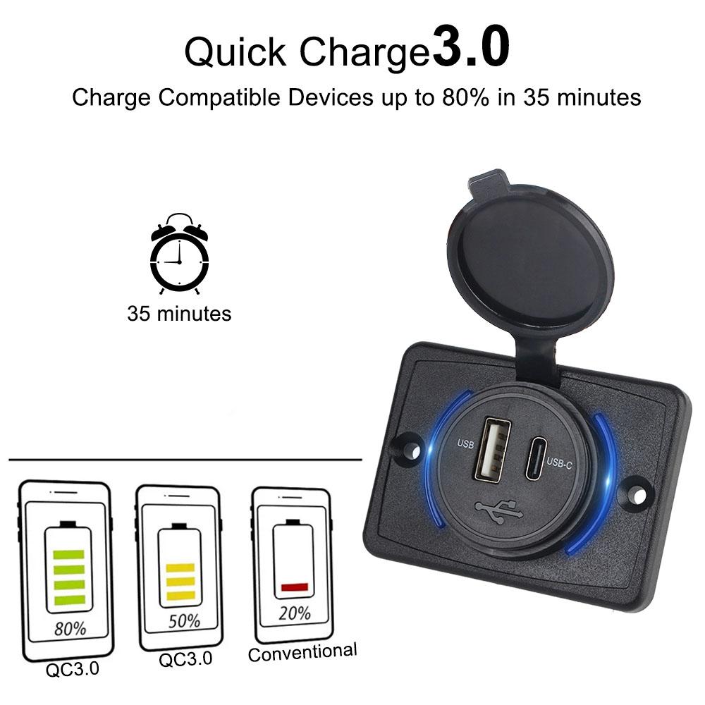 Автомобильные USB-зарядные устройства 3.0 QC3.0 PD-порты 12 В 24 В разъем адаптера питания водонепроницаемый чехол автомобильные аксессуары для грузовика лодки автофургона