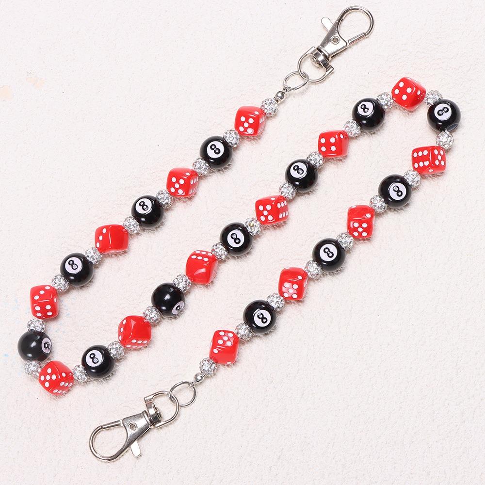 Billiard Ball Metal Pants Chain Zinc Zinc Zinc Alloy Punk Belt Chain Fashion Colorful Dice Waist Chain Male