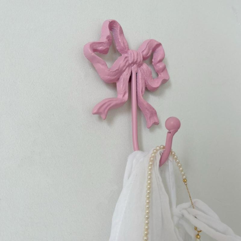 Pack of 2 Functional Bows Shaped Hooks Cast Iron for Wall Organization Space Saving Kitchen Hallway Closet Hanger