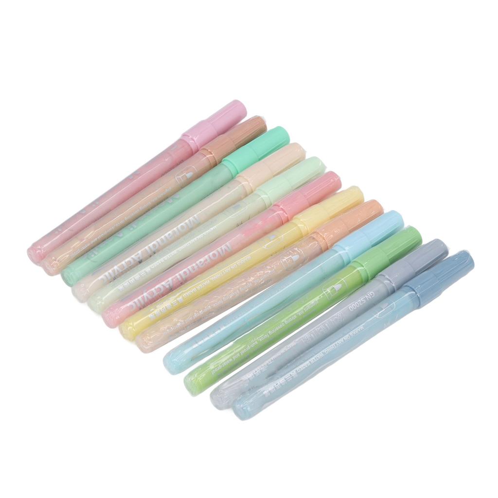 12 Colors Acrylic Paint Markers Soft Tone Safe Odorless Colorfast Paint Pens Set for Metal Plastic