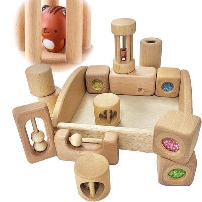 Деревянная игрушка Daiwa Squirrel Forest Sound Blocks Base Scale 13 Pieces Blocks с различными механизмами и звуками Natural Paint Технические характеристики Blocks