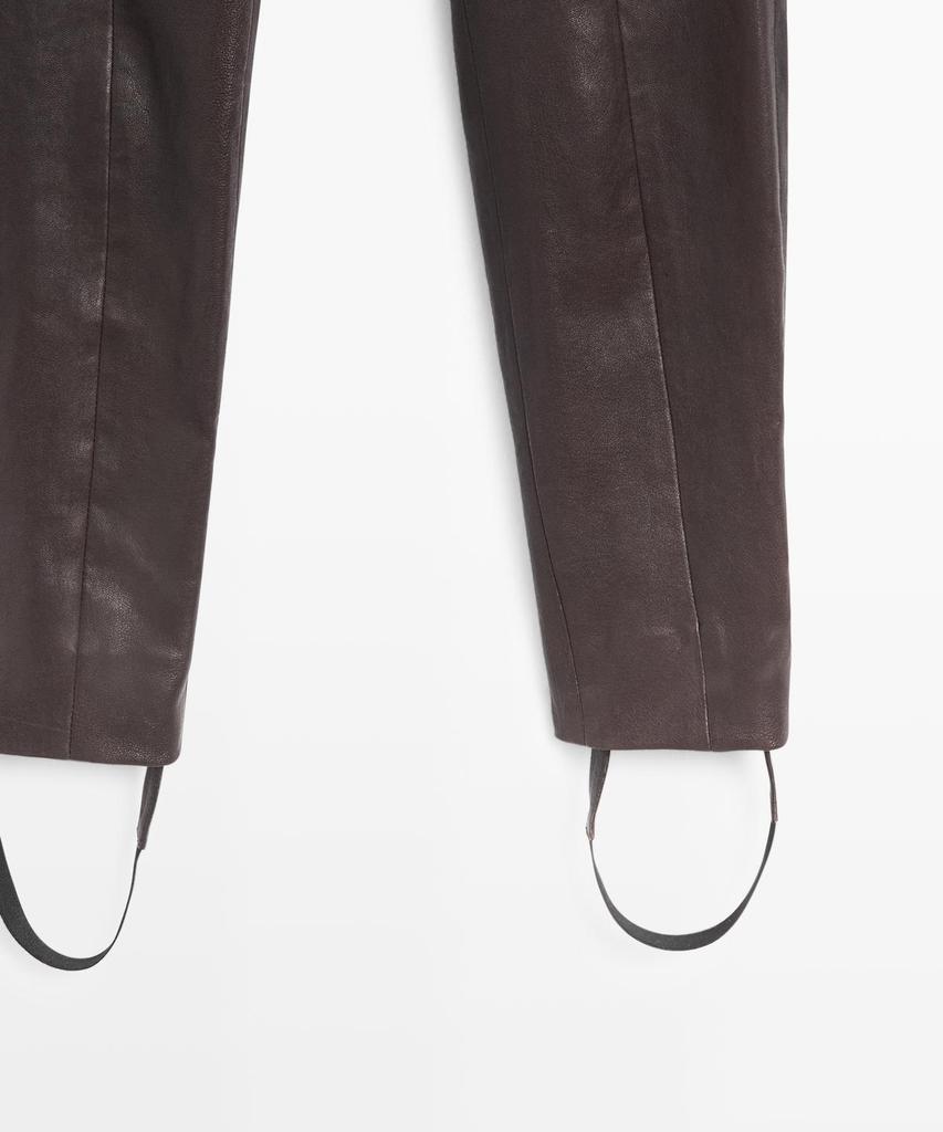 Masimodutti Elastic Detail Napa Leather Leggings