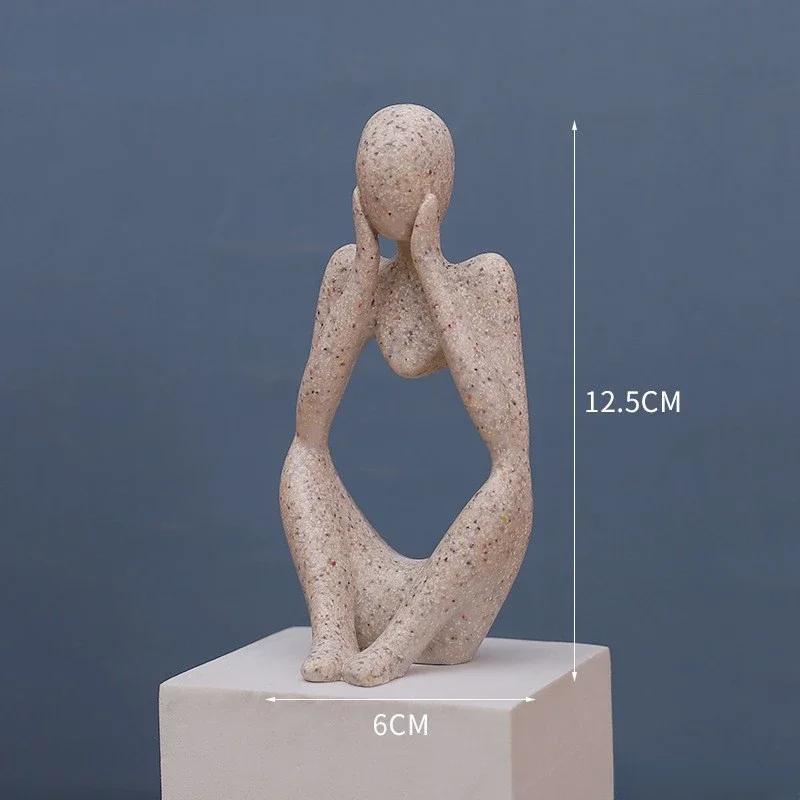 Nordic Home Decoration Abstract Thinker Statue Miniature Resin Sculpture Figurines Home Desktop Decoration Sculpture Ornaments