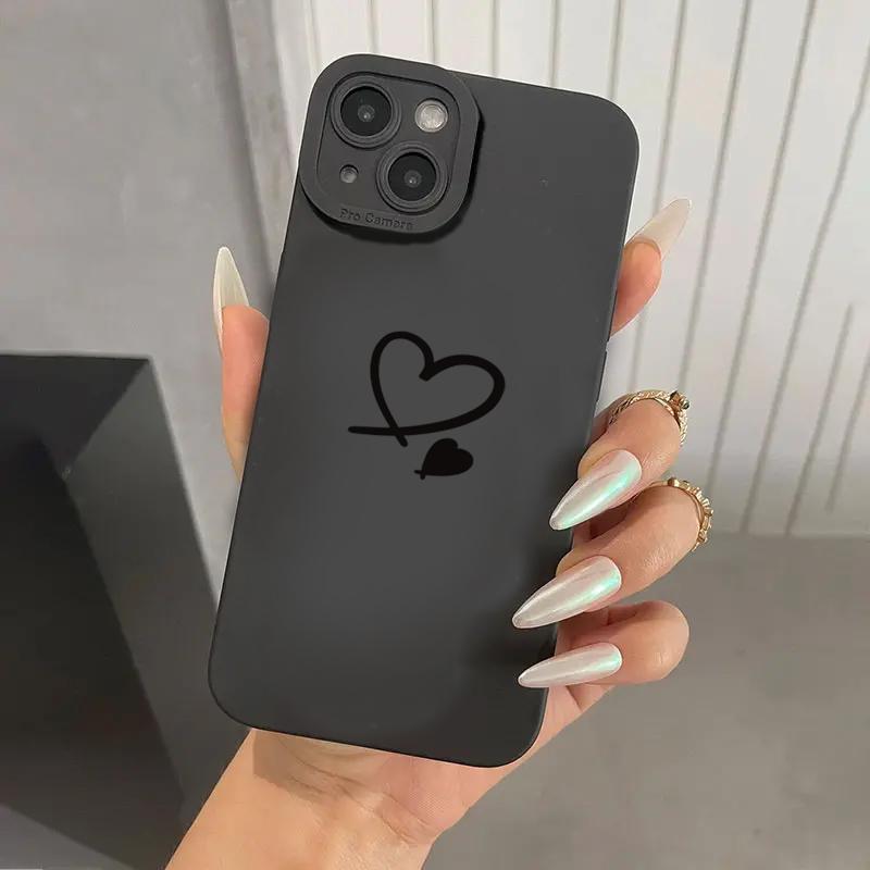 Графический чехол для телефона с принтом Сердце-Любовь для iPhone 11 12 13 14 15 Pro Max XS X XR 7 8 15 Plus SE 2022 Ударопрочный Мягкий Силиконовый Чехол