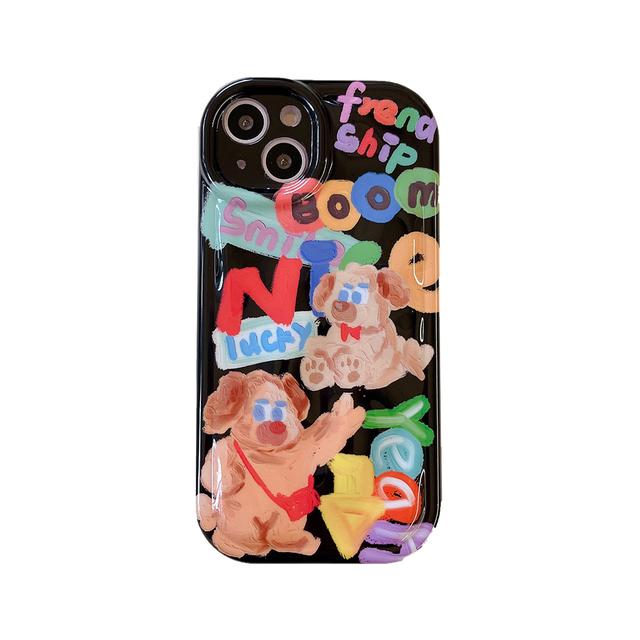 Противоударный чехол для телефона с 3d граффити, милой собакой, мультяшными животными для Iphone 14 13 12 11 Pro Max, модный мягкий силиконовый чехол для задней панели телефона