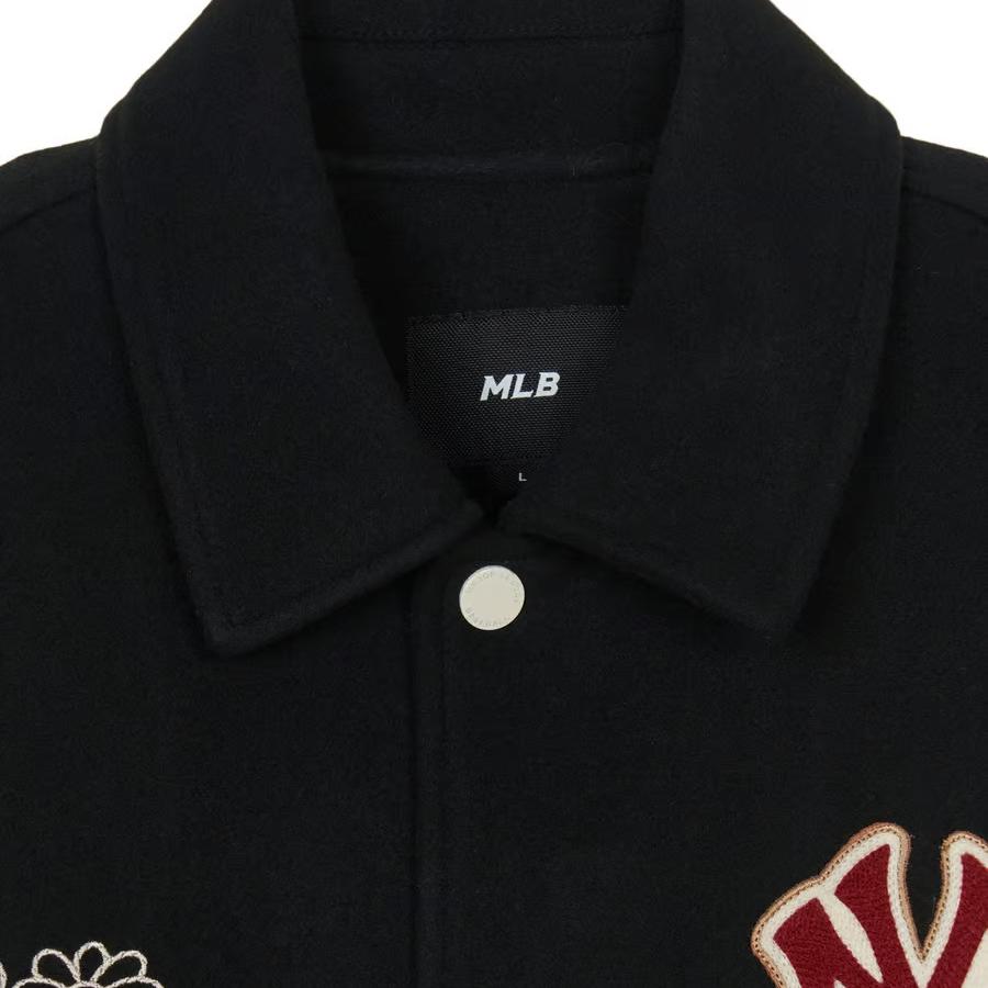 MLB Нью-Йорк Янкис Varsity Однобортная Куртка с Воротником с Отворотами и Длинным Рукавом Унисекс Куртка Черная 3AJPV1446-50BKS