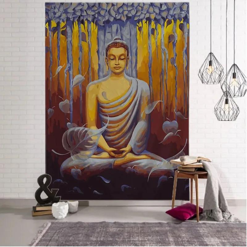 Статуя Будды Медитация Узор Гобелен Украшение стены Дома Гобелен Спальня Гостиная Гобелен