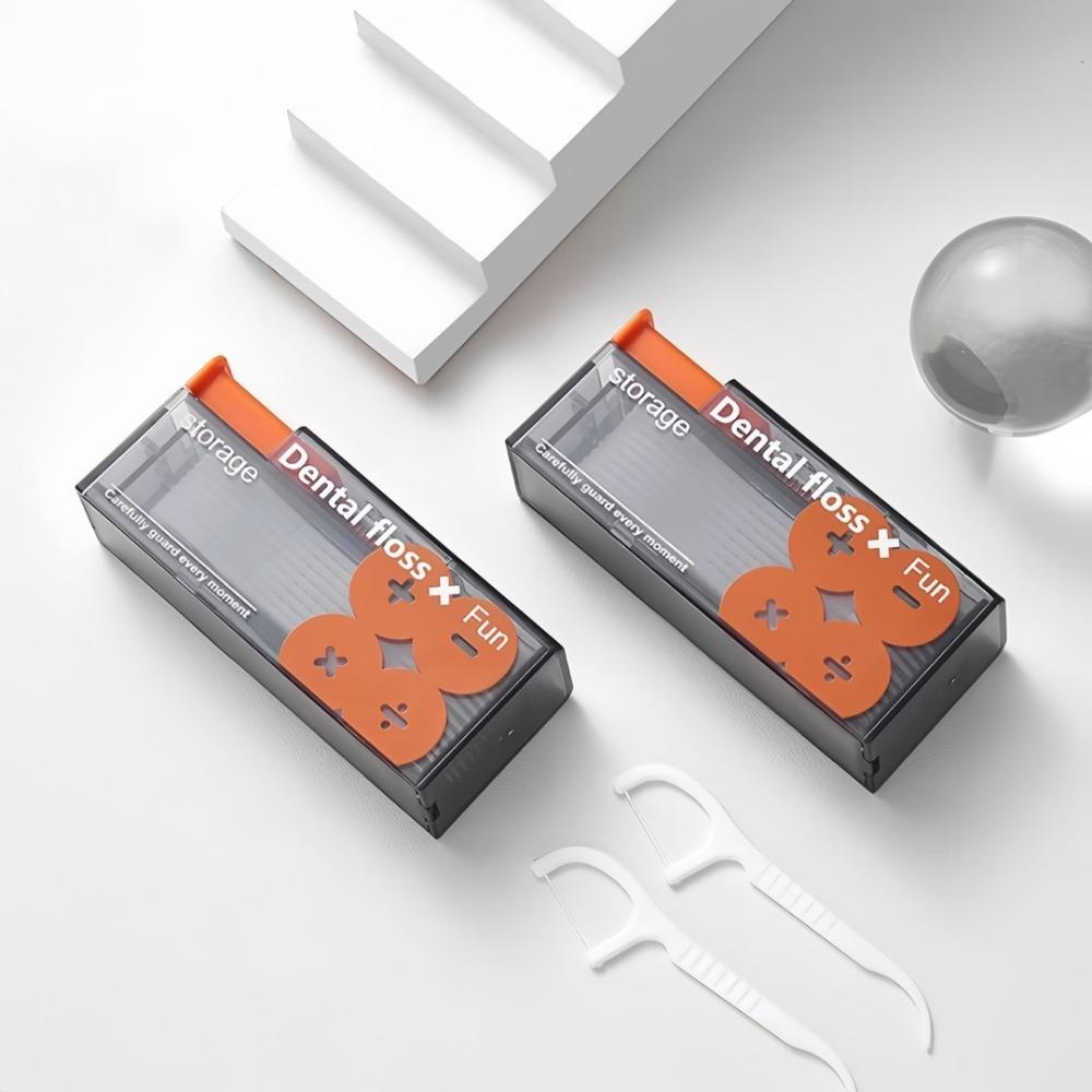 Portable Dental Floss Storage Box Automatic Pop-up Dental Floss Holder for Oral Care Press Type Disposable Dental Floss Stick