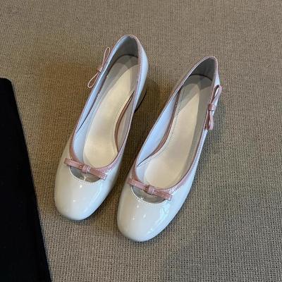 Версия из овчины~ Французские нежные кожаные туфли-лодочки с круглым носком для женщин