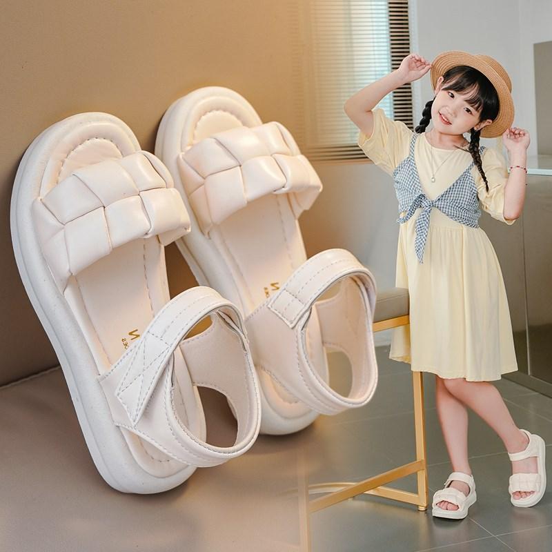 Сандалии принцессы, летняя обувь для девочек, детские сандалии на мягкой подошве, модная пляжная обувь, сандалии на плоской подошве, детская обувь