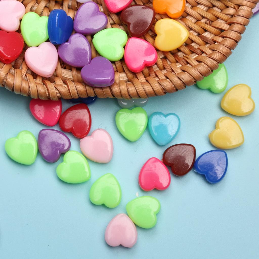Hanmade DIY Accessories Loose Beads Candy Color 150pcs Handmade Supplies Flat Heart Beads Crafted For Jewelry Making Acrylic