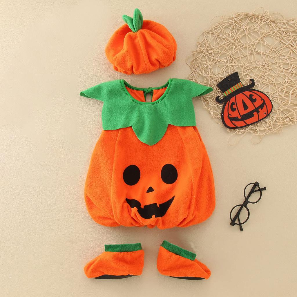 Kids Cosplay Costumes Children Halloween Pumpkin Costume With Hat Shoes Cosplay For Baby Girl Boy Stage Party Clothing