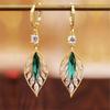 Серьги-подвески с длинными кисточками в форме листа зеленого циркония для женщин, темпераментный подарок, бижутерия, корейские ювелирные изделия, подвески, букле д'орей