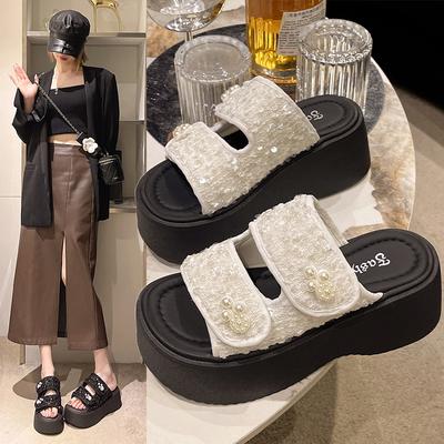 Модная обувь Женские тапочки Тапочки Женские роскошные шлепанцы на платформе Желейные шлепанцы 2024 Лето Дизайнер Блестящая Мода Кристалл
