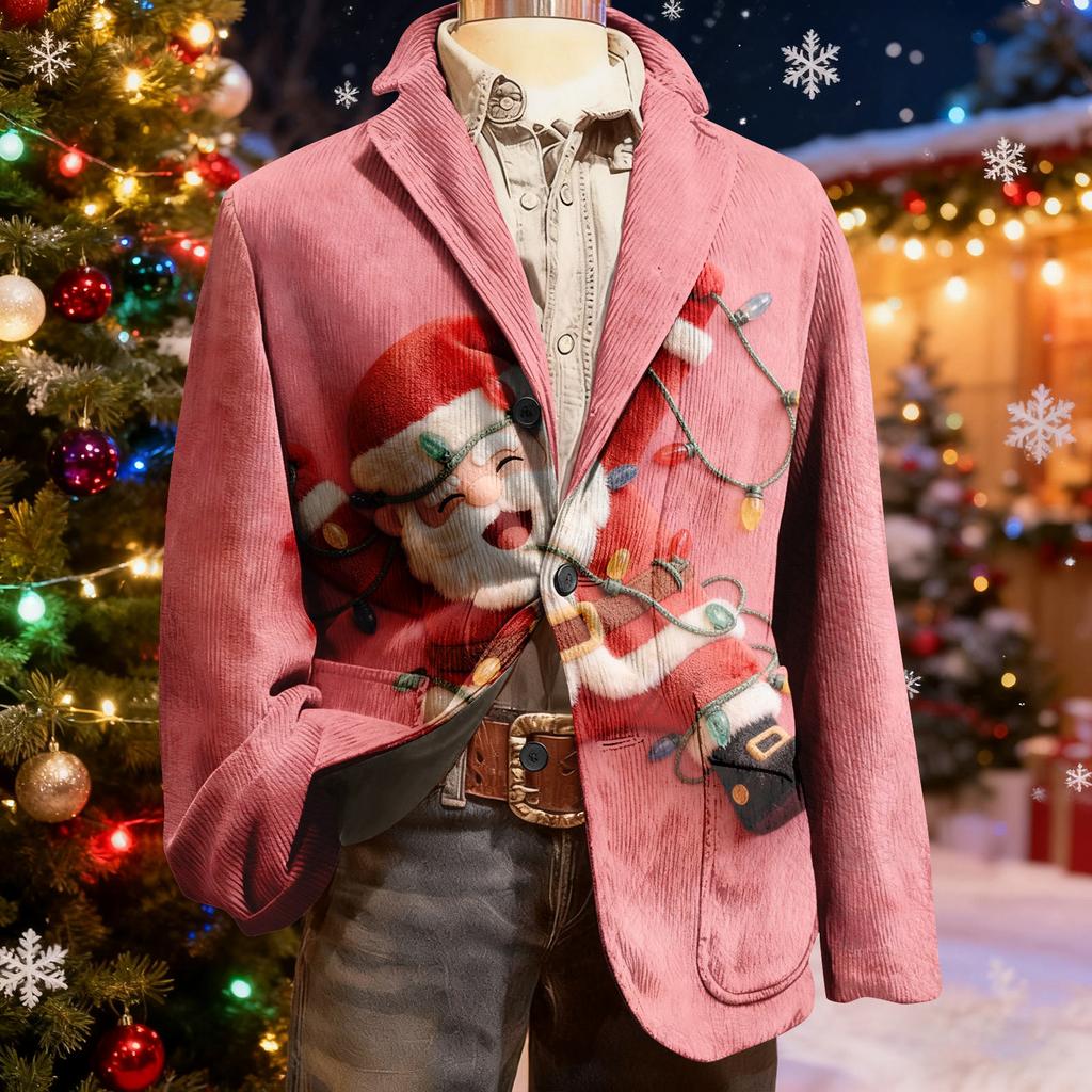 Мужской уродливый рождественский вельветовый теплый карманный пиджак-кардиган, мужской повседневный костюм