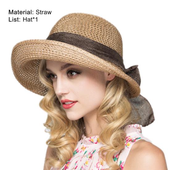 Straw Hat Wide Brim Anti Sun Headwear Stylish Protective Sunshade Women Straw Hat for Beach