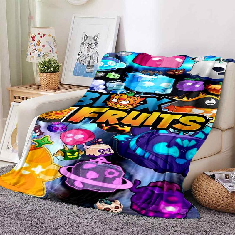 HD B-Blox Фрукты 3D Мультяшная Игра Подарочное Одеяло, Мягкое Пледовое Одеяло для Дома Спальни Кровати Дивана Путешествий Пикника Офиса Покрытие Дети