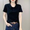 2024 Women's Summer Slimming Polo Collar Korean-style Casual Short-sleeved T-shirt
