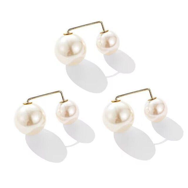 3Pcs/Set Double Pearl Brooch Pins Anti-fade Exquisite Elegant Brooches for Women Sweater Cardigan Clip Coat Summer Dress Jewelry