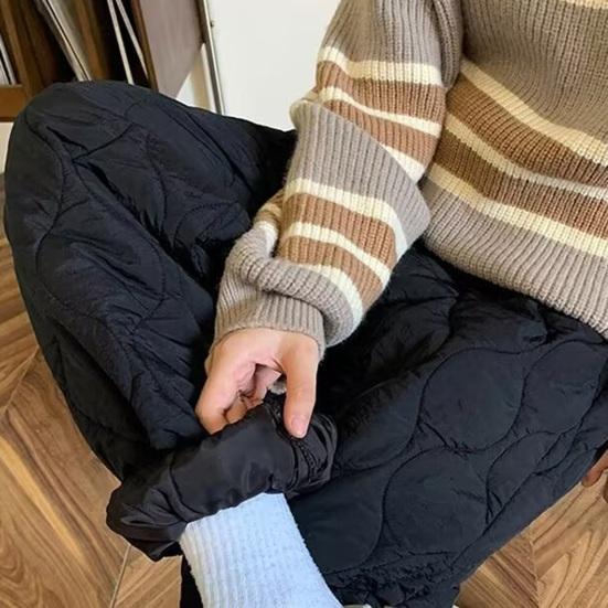 Мужские зимние брюки, утолщенные стеганые брюки с подкладкой из овечьей шерсти и флисом, ветрозащитные брюки прямого кроя с застежкой на шнурке для повседневной носки