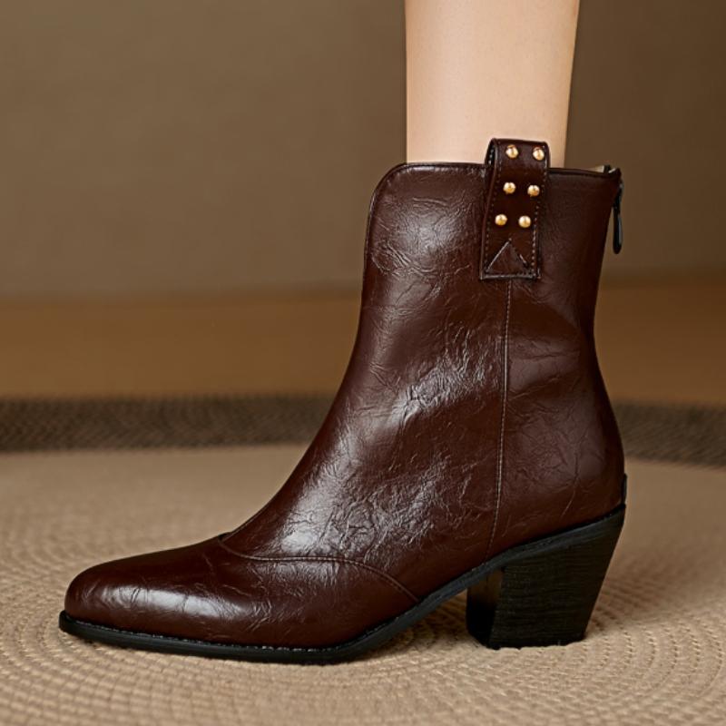 Fashion Big Size 45 Women's Ankle Boots Brown Black Short Riding Boot Low Heels Autumn Winter Shoes Lady Brand New 2024 Trends