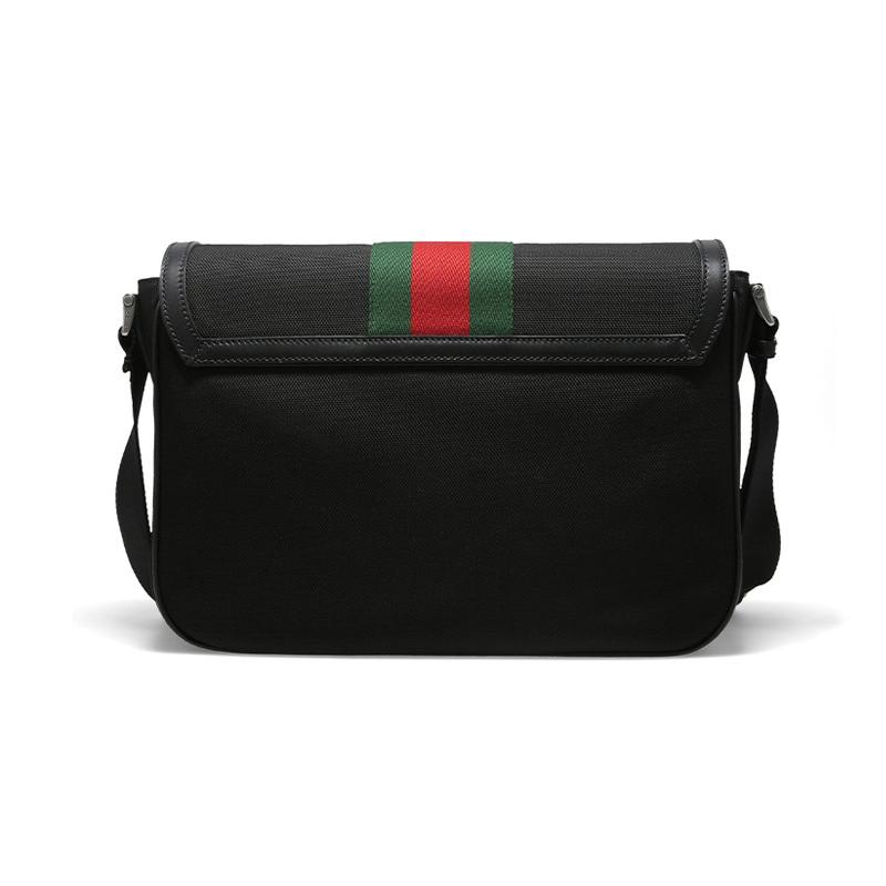 Gucci Простая полосатая стропа регулируемый плечевой ремень холст одна лямка через плечо сумка мужская черная