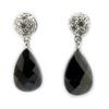 [G7670] - Серебряные серьги «Сапфо» черные, серебристо-белые (родиевое покрытие) - 23х8 мм