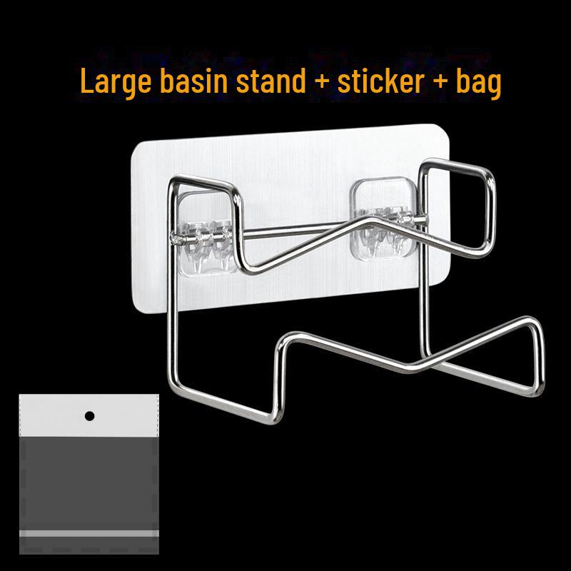 Kaiwang Stainless Steel Nail-Free Bathroom Hook - Multifunctional Seamless Wall-Hanging Washbasin Rack