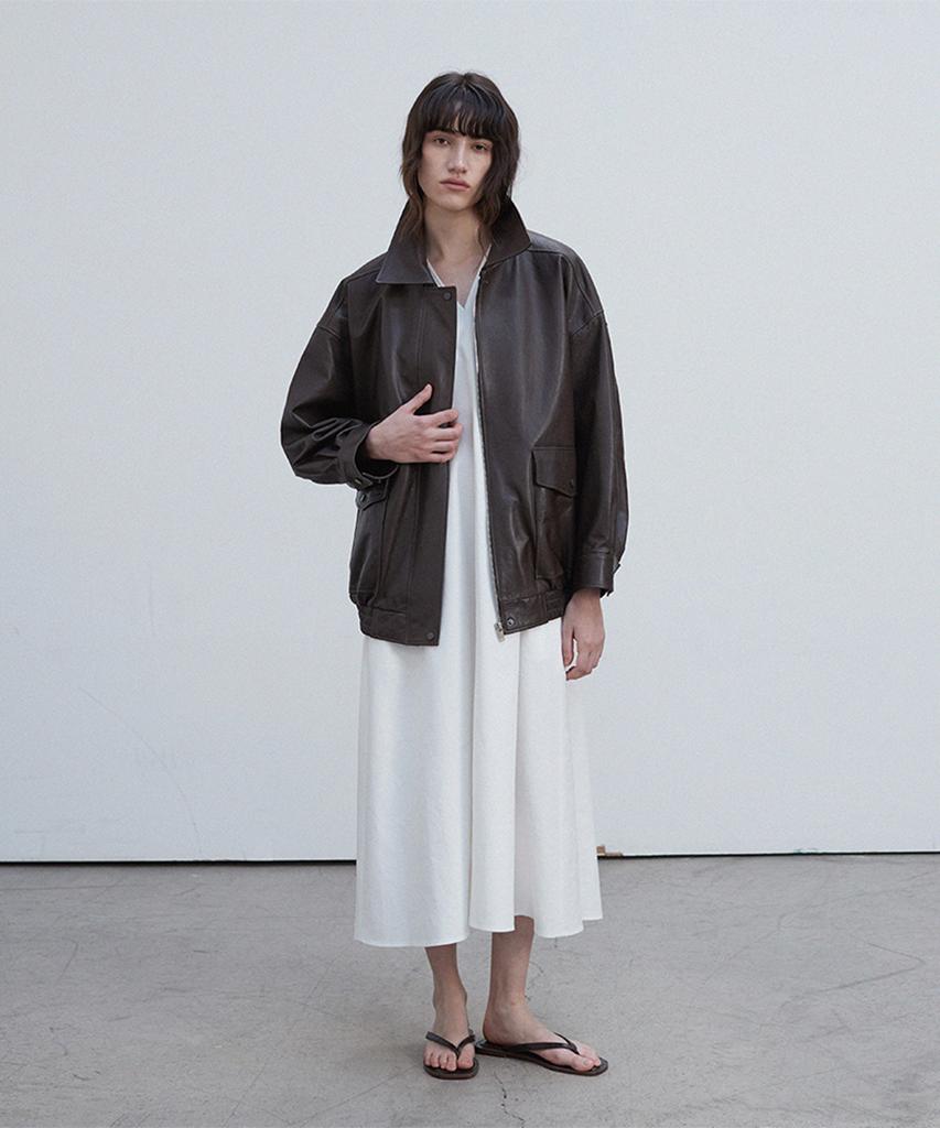 VERDEMAR Vegetable Lambskin Overfit Blouson_Deep Brown