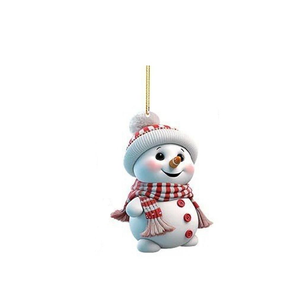 Cute Cartoon Christmas Snowman Car Hanging Home Christmas Tree Ornaments Pendant