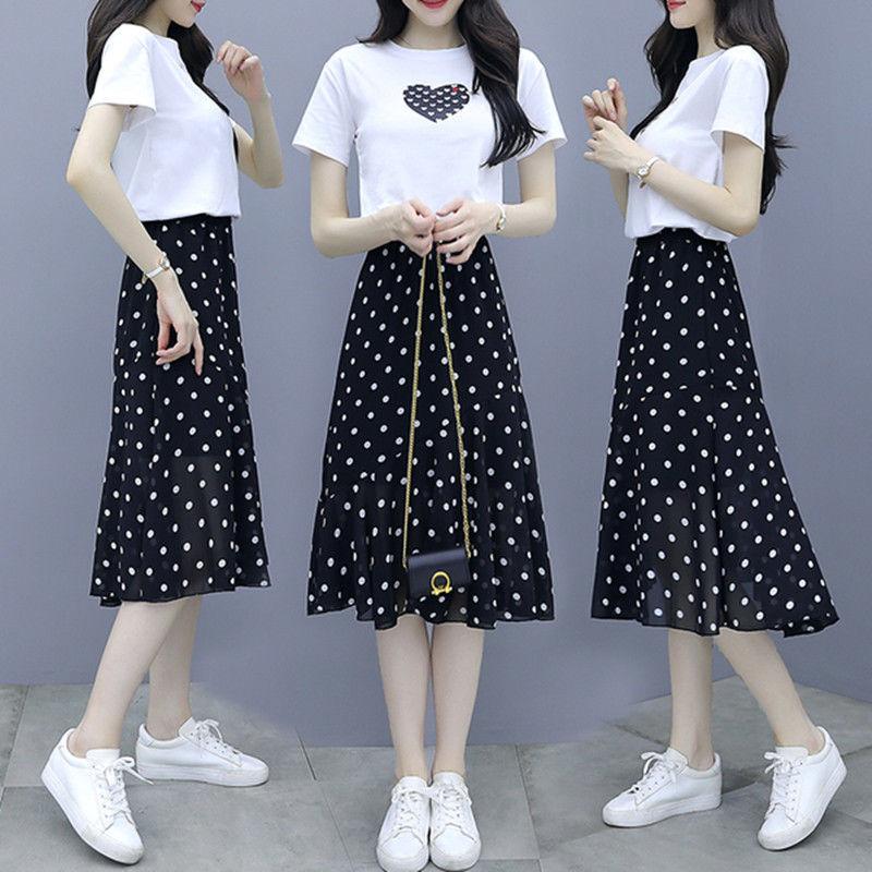 Женская шифоновая юбка Super Fairy French Style Small Fresh Daisy Floral Gentle Polka Ton юбка средней длины