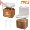 2Pcs 2L Airtight Food Storage Container ABS Large Capacity Food Storage Tank with Spoons Nuts Grain Laundry Powder Container