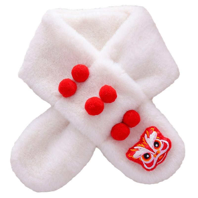 Children's Festive Plush Nian Beast Scarf - Thick, Warm, Cute, and Soft Neck Warmer for Babies
