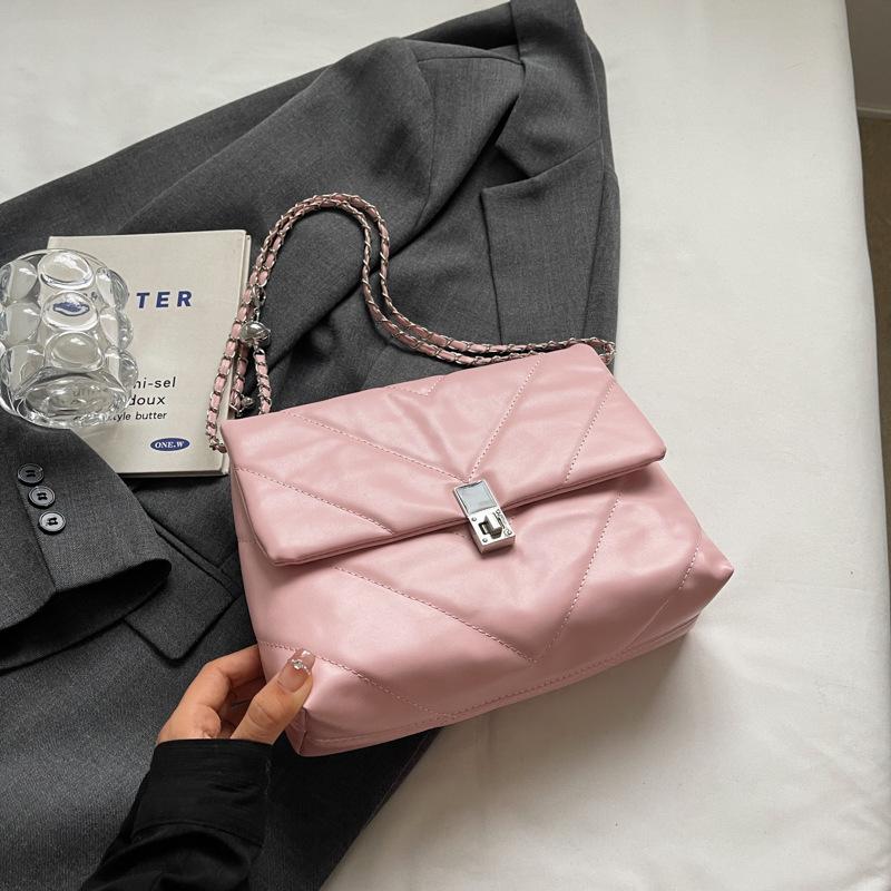 Сумка-цепочка из вышивальной нити женская 2025 новый нишевый дизайн большая вместимость одно плечо косая сумка литературная и элегантная маленькая квадратная сумка