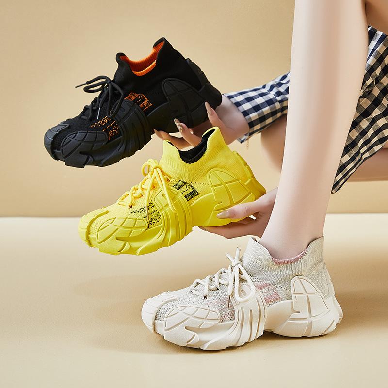 Ins Korean Version of Flying Woven Shoes Spring New Student Sports Shoes Fitness Running Casual Shoes Height Increase TA008-1