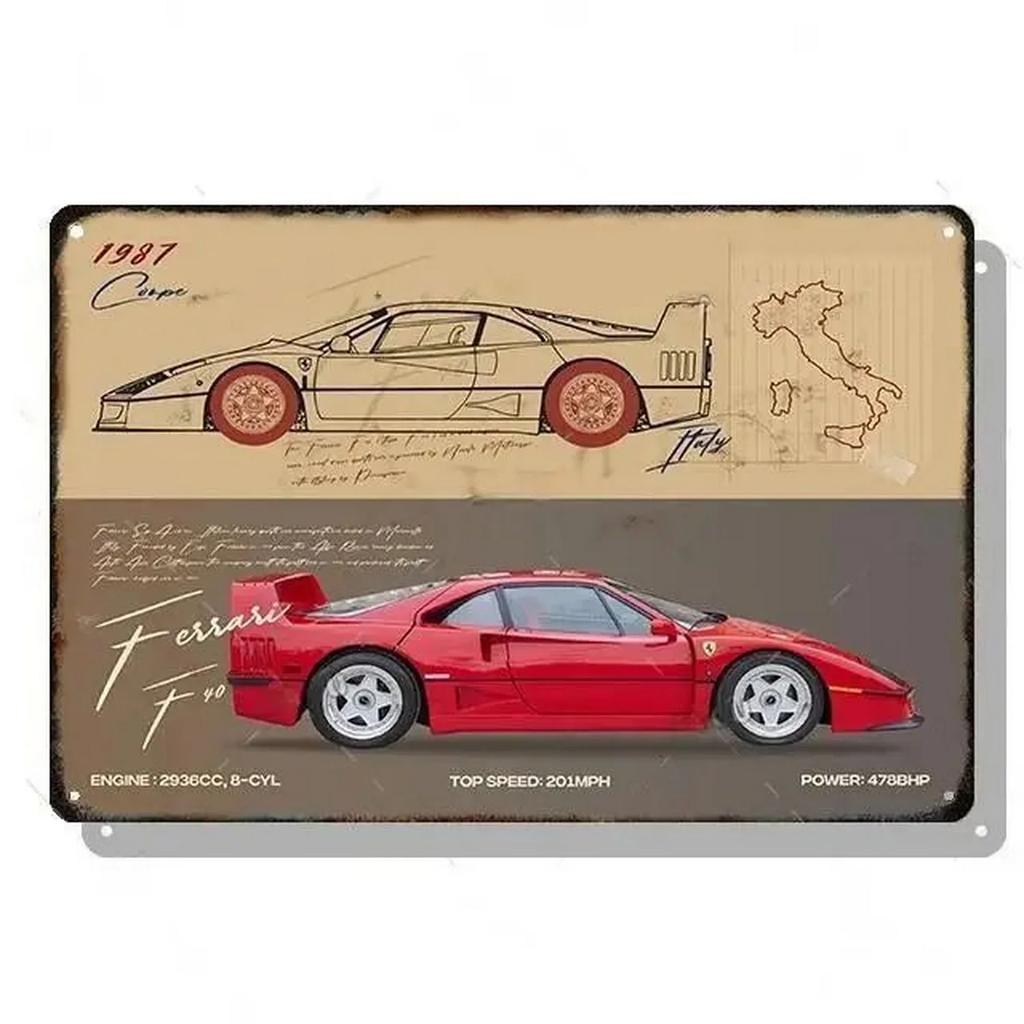Металлические жестяные таблички Плакат Классические автомобили Настенное украшение Винтажные художественные постеры Жестяная картина для мужской пещеры Дома Кафе Игровой комнаты Клуба Бара