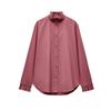 Fall and Winter New Women's Clothing Fashion Style Cotton Small Pleated Laminated Decoration Stand Collar Long Sleeves Shirt 4786277
