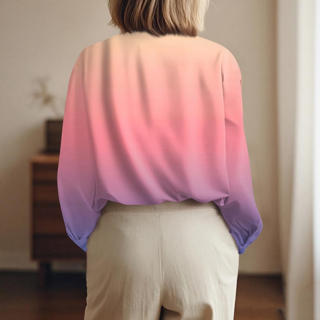 Женская рубашка блузка с принтом на пуговицах с длинным рукавом повседневная базовая с воротником обычный топ с карманами