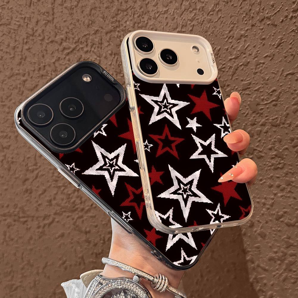 Чехол со звездами для iPhone 17 17Air 16 15 14 13 12 11 Pro Max Plus Цветной Серебристый