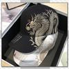Chrome Crane Men's Black Dragon Cap with Kanji Print, Embroidered Design, and Brim, Street Style, CB344
