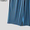 INCERUN Two-piece Men Long Sleeve Striped Mesh Sheer Bow Tops and Pants Sets