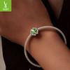 Simple Classic Green Four-Leaf Clover Diy Bracelet Beaded, Fashionable And Versatile S925 Sterling Silver Lucky Beads.
