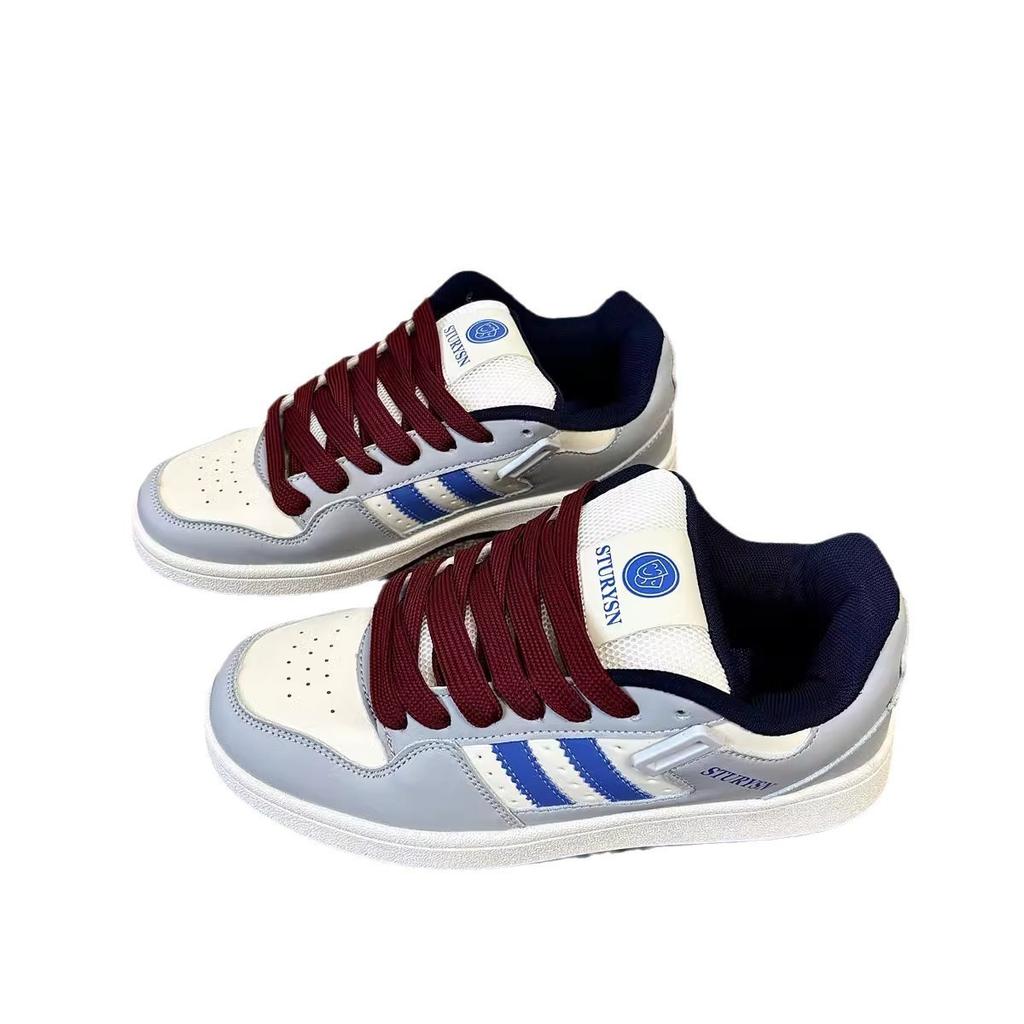 Новые осенние нишевые ретро бежевые туфли-хлебцы, национальные универсальные уличные спортивные и повседневные туфли, женские белые и красные