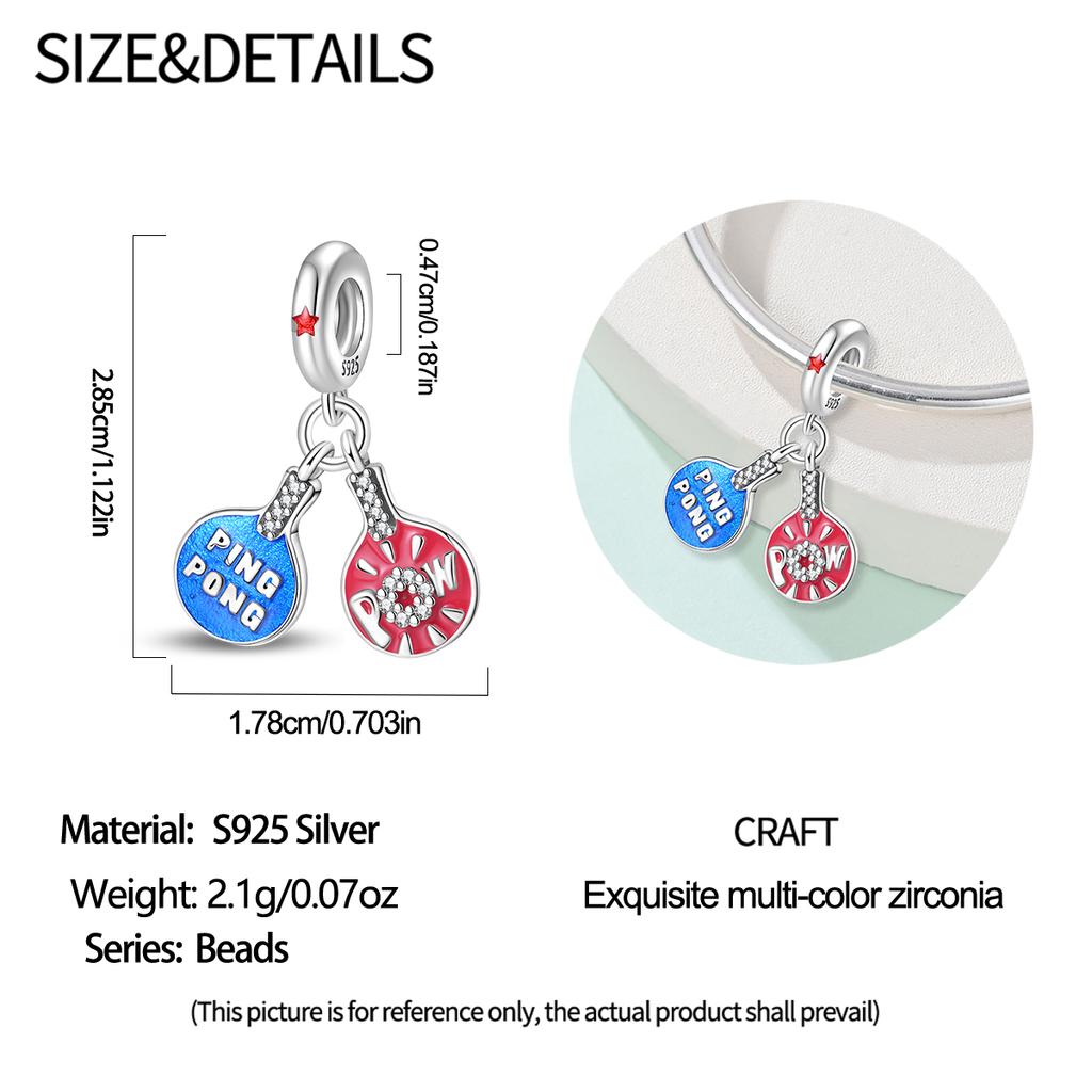 Copper Sports Badminton Football Dumbbells Beads Dangle Fit Charms Copper Original Bangle Bracelet Diy Jewelry