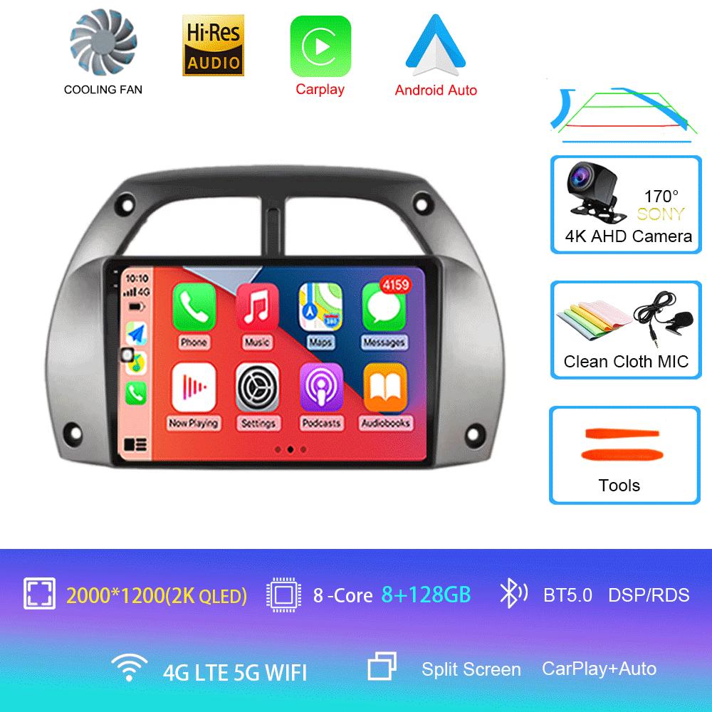 Car Radio Android 14 Wireless Carplay Auto for Toyota RAV4 2001 - 2006 Navigation GPS Multimedia Player Stereo Video wifi+4G BT