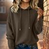 Yousheng Women Hooded Sweater Adjustable Drawstring Long Sleeve Loose Fit Knitting Tops Fall Winter Pullover Tops