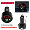 USB Universal Car SUV Charger Dual Adapter 12V 24V Digital Voltmeter Thermometer 2in1 Car Battery Monitor Volt Tempe Meter