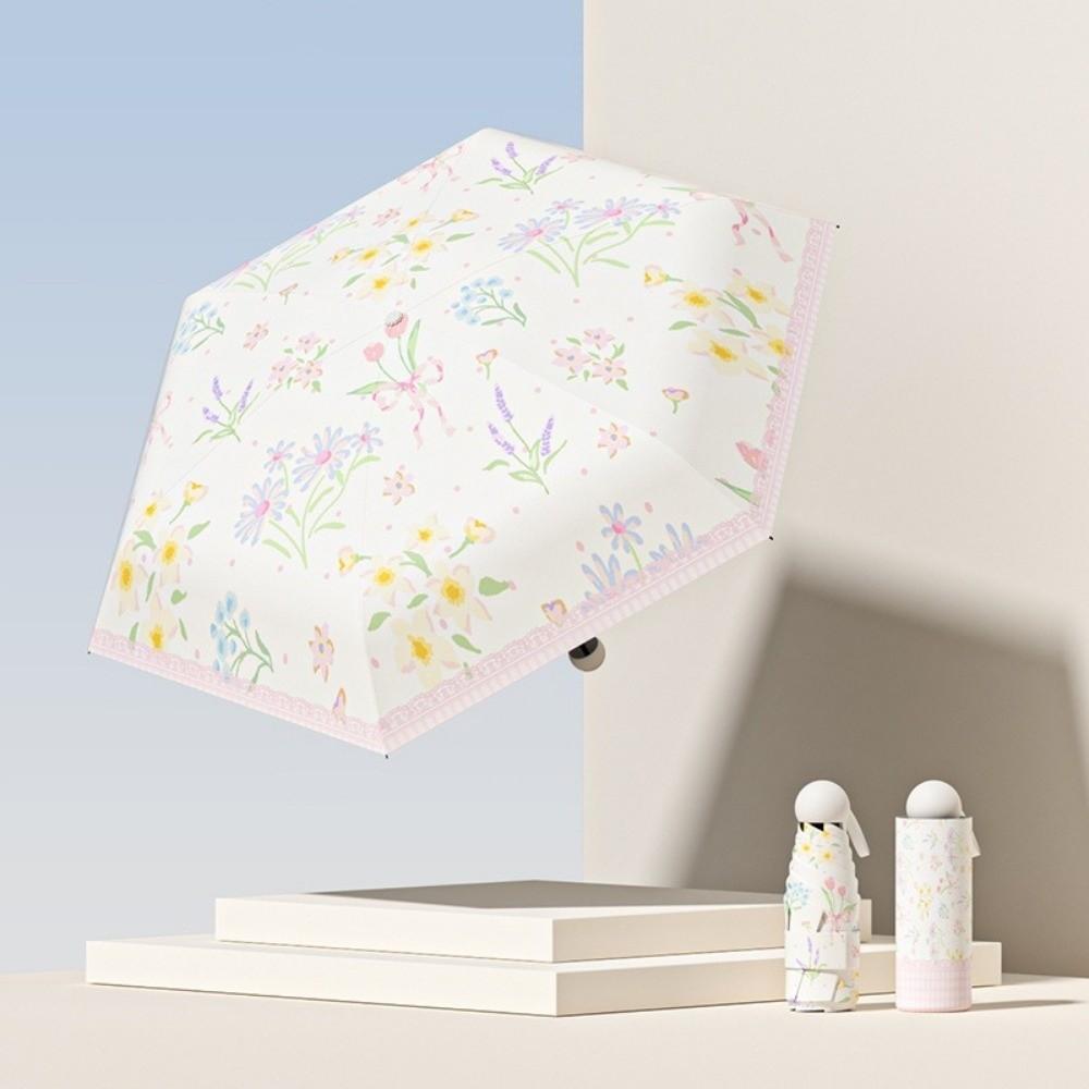 Folding Automatic Flower Printing Umbrella Portable Foldable Umbrella  Sun Protection
