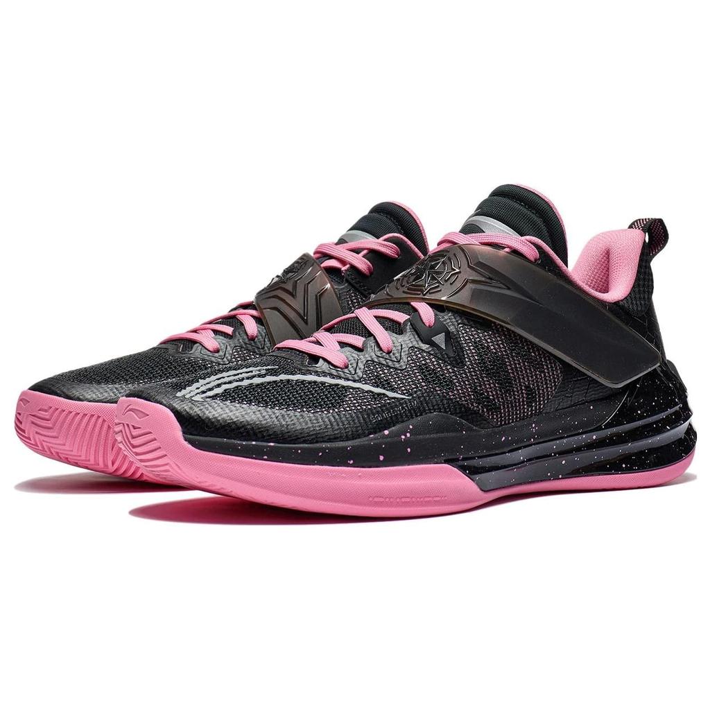 Li Ning Liren3 TEAM Амортизирующие Скользкие Устойчивые к истиранию Низкие Баскетбольные кроссовки Мужские Черно-розовые ABAS095-11