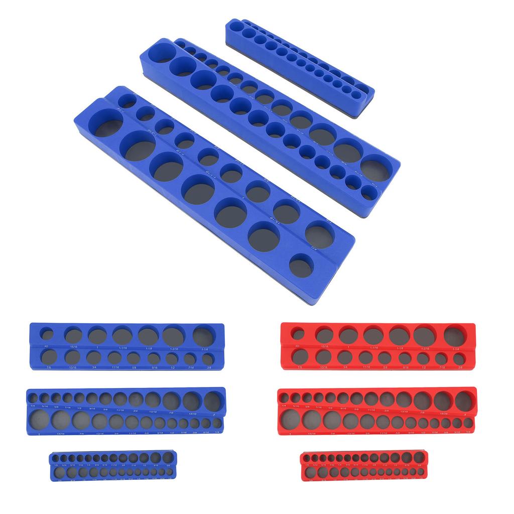 3PCS Magnetic Socket Organizer Set 1/4in 3/8in 1/2in Drive Sockets Storage Tray Powerful Portable So